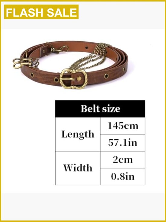 Faux Leather Medieval Chain Belt, Vintage Thin Belt for Dresses